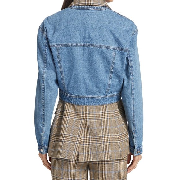 NWT Veronica Beard Keaton Combo Dickey Jacket Cropped Denim Checkered Vest Sz XS - Picture 4 of 14